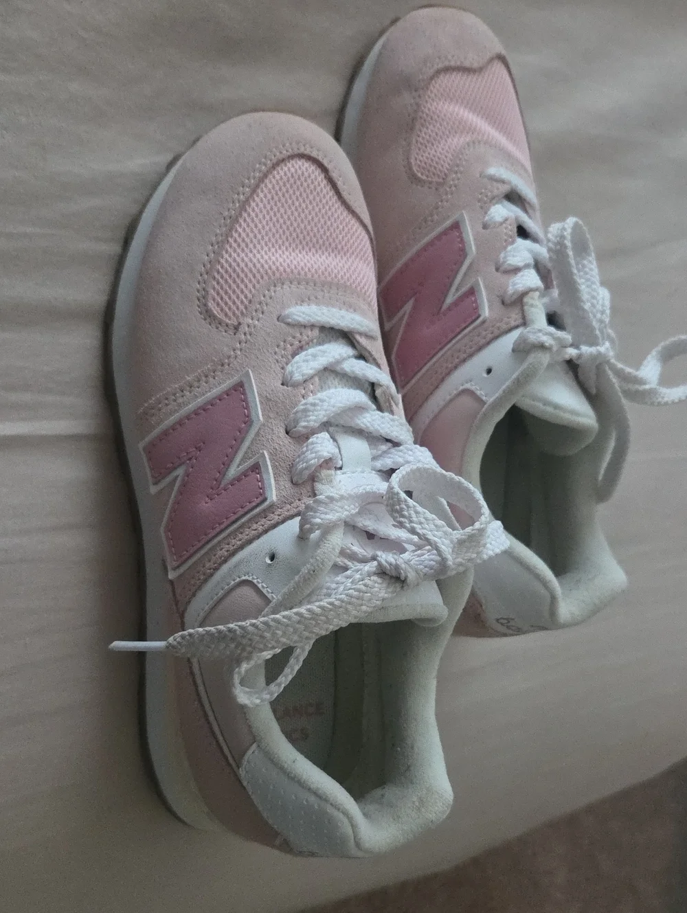 New Balance Kids Pink and White Lace-Up Sneakers